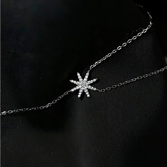 Sterling Silver Dainty Star Necklace, CZ Necklace, North Star Crystal - Picture 11 of 11